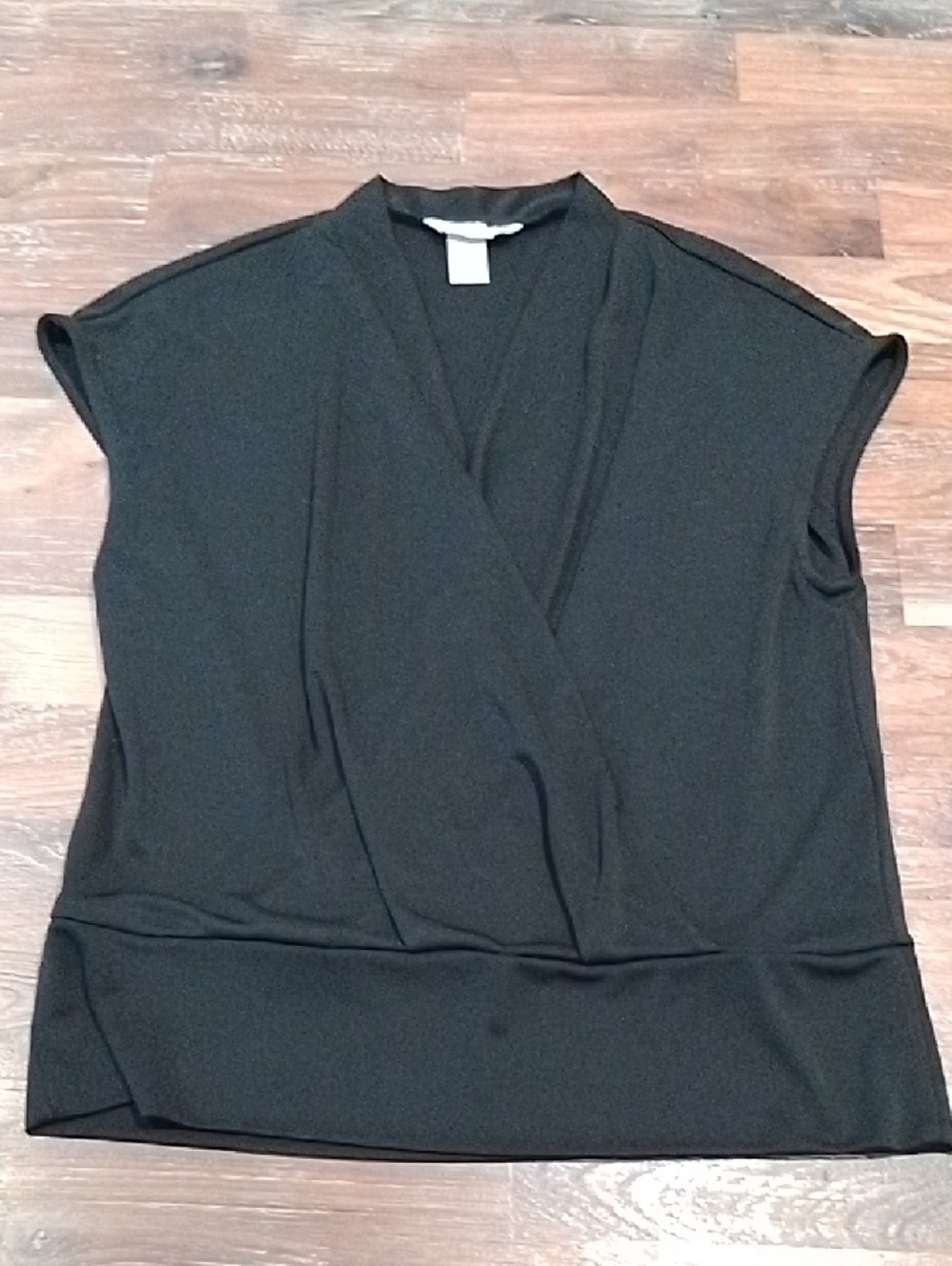 H&M Black Cap-Sleeve Wrap Front Top
